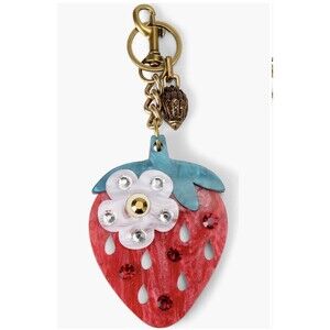 Kurt Geiger Strawberry Bag Charm Keychain NIB/NWT Oversized Acrylic Sparkle Twee